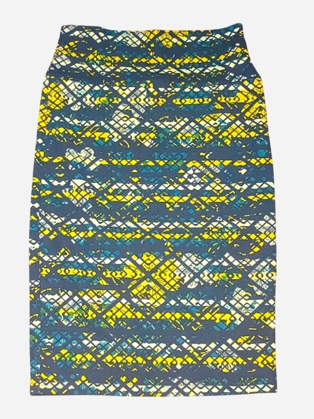 LuLaRoe Pencil Skirt in Blue, Yellow, White